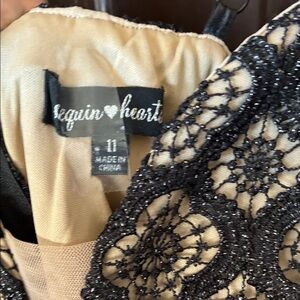 Sequin Hearts Black and Cream Lace Mini Dress